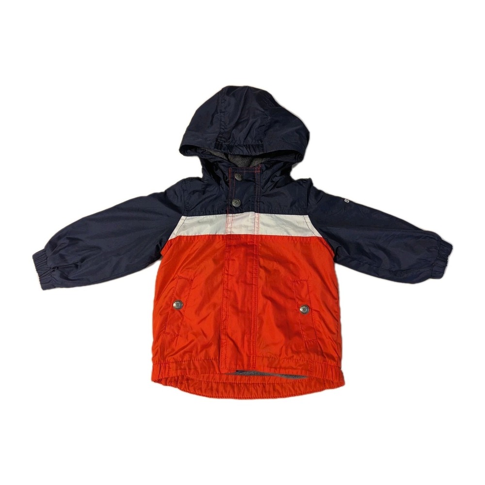 OshKosh Bgosh Kids Navy Orange Colorblock Fleece Lined Hooded Jacket‎ 12M
